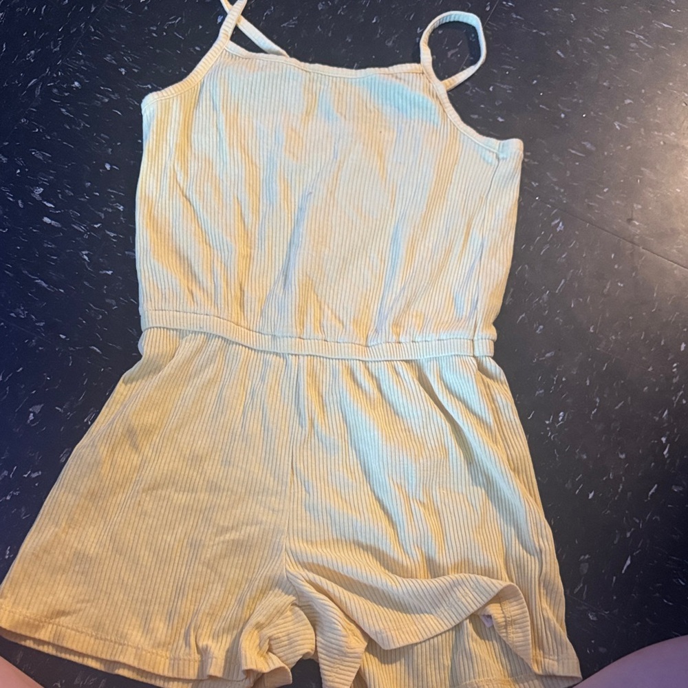 Old Navy Yellow Ribbed Spaghetti-Strap Romper